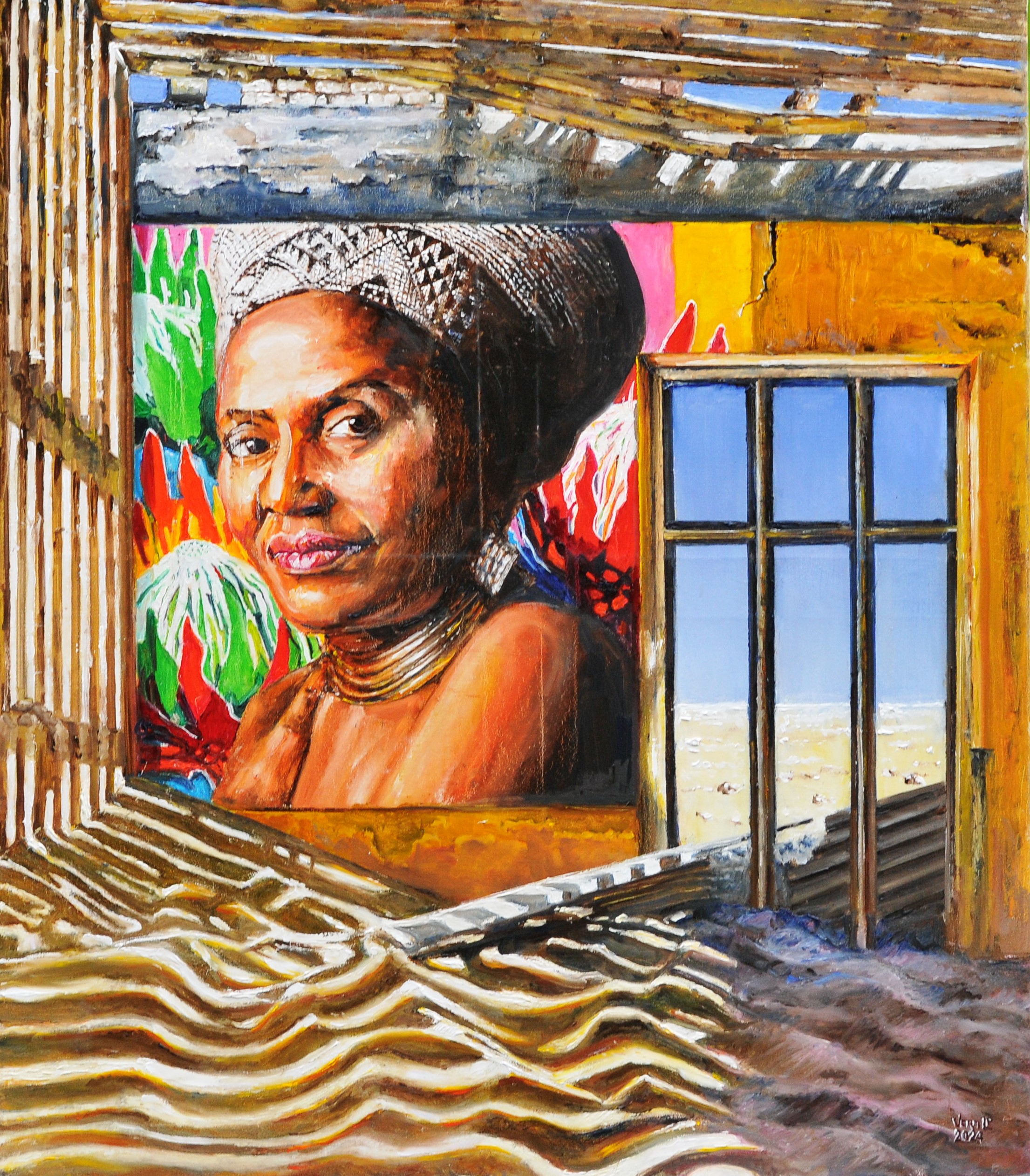 Zenzile Miriam Makeba  | Huile sur toile de lin | Année: 2024| Dimensions: 80x70cm