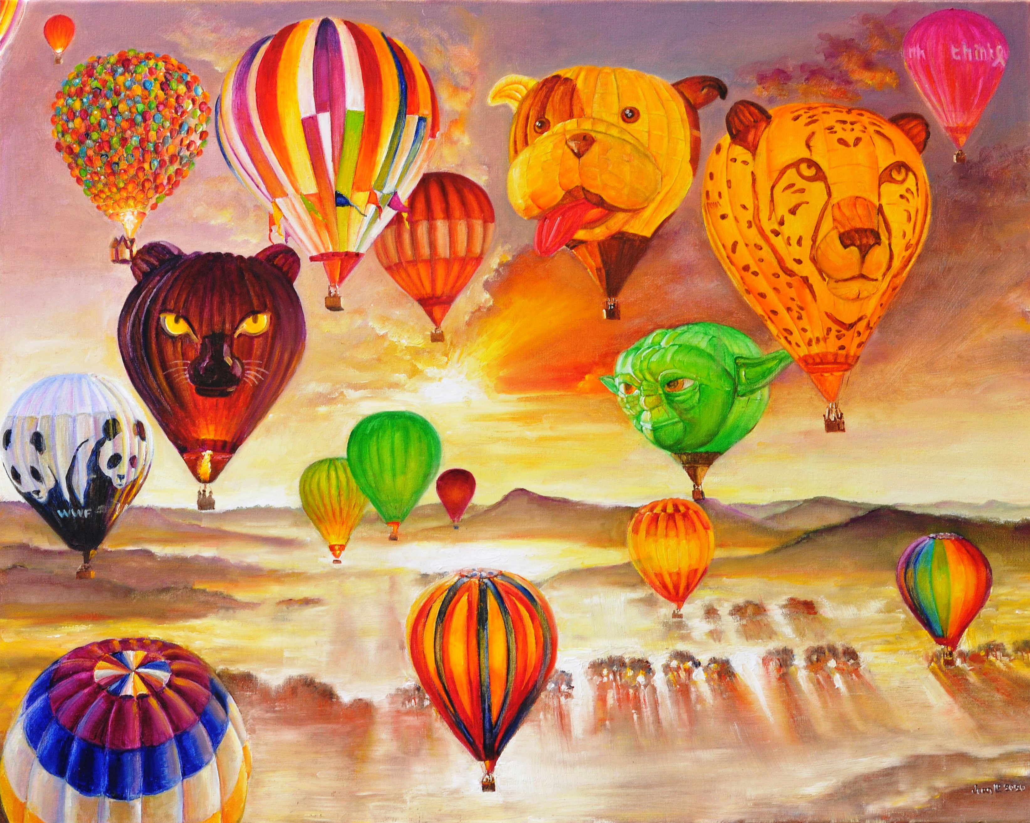 Hot air balloons 4 | Oil paint on linen | Year: 2020 | Dimensions: 80x100cm