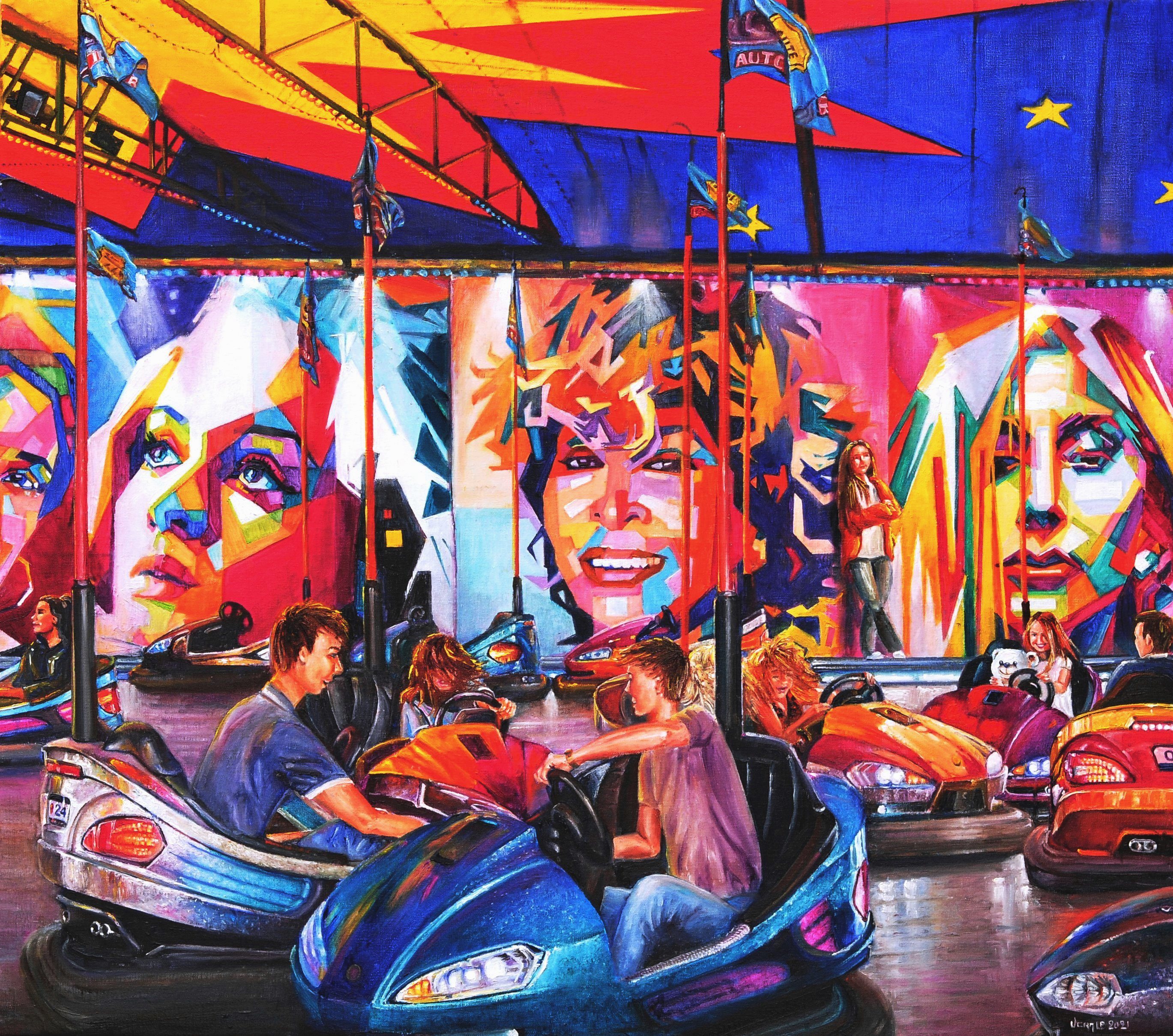 Bumper cars | Oil paint on linen | Year: 2021 | Dimensions: 80x90cm