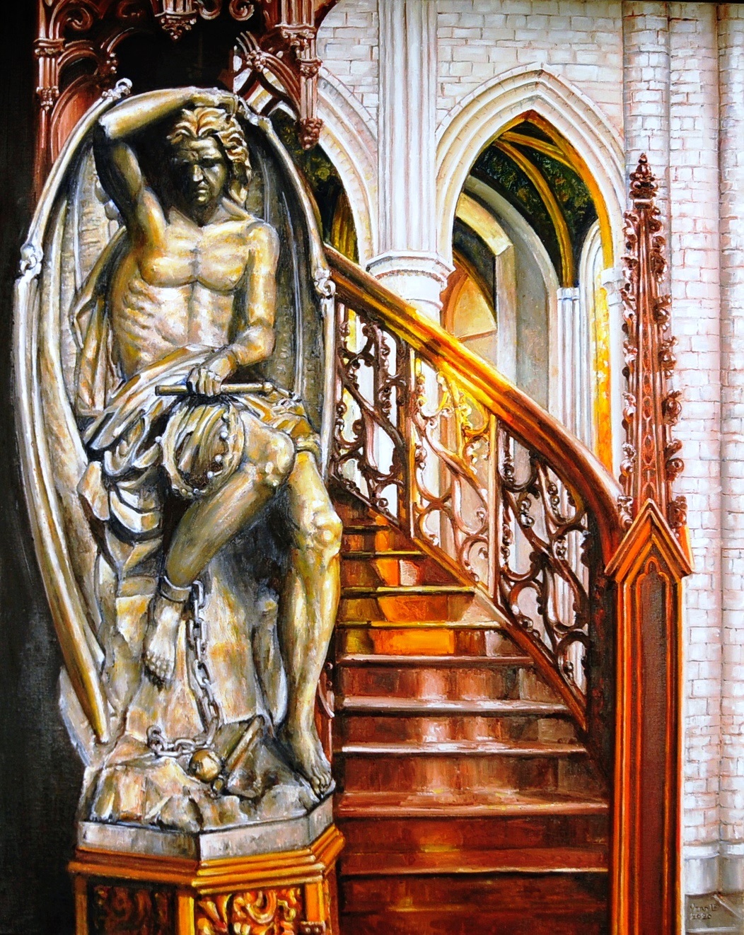 The devil in the church (Liege-Belgium) | Oil paint on linen | Year: 2020 | Dimensions: 100x80cm