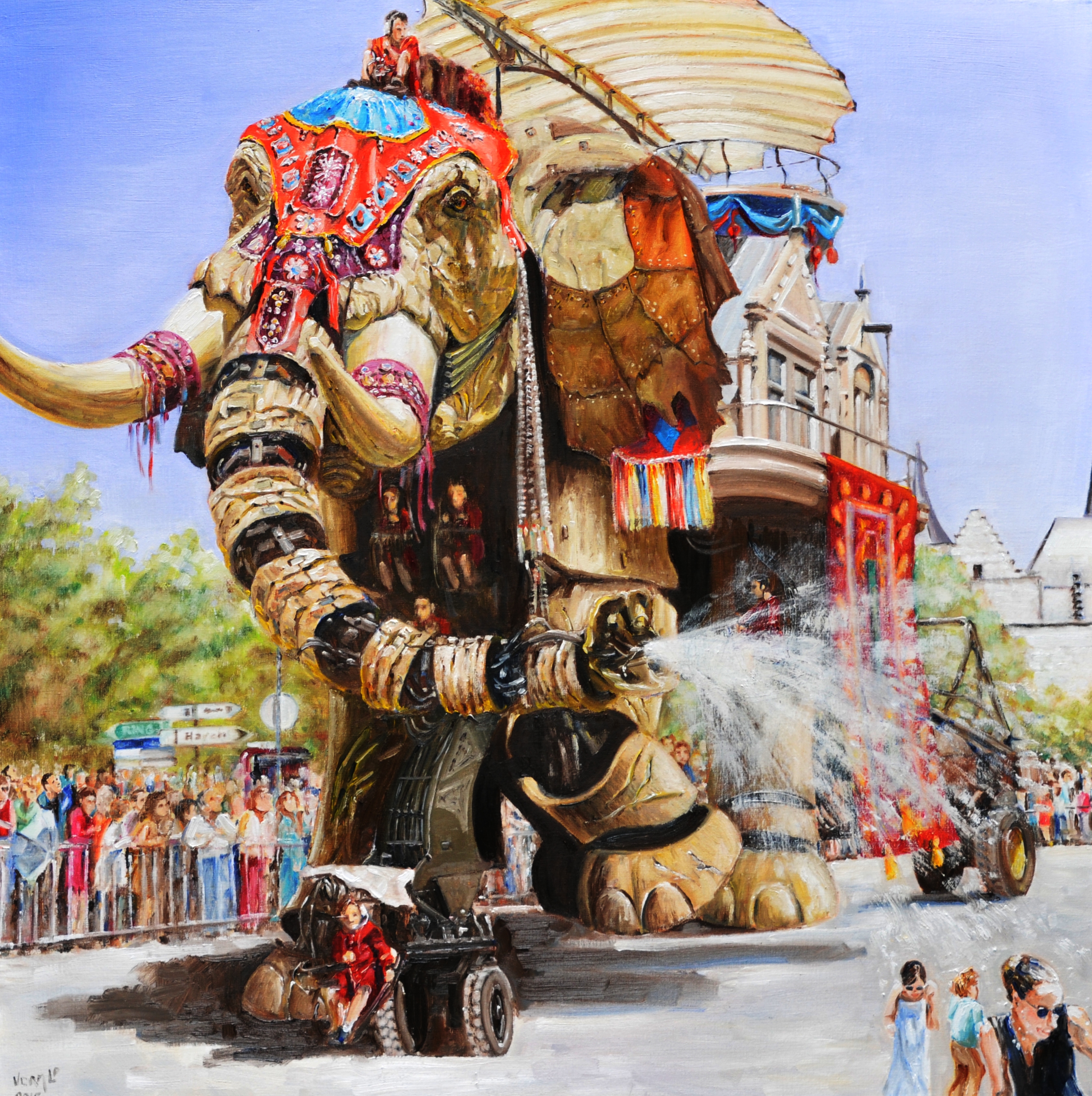 L'elephant du sultan (Royal de Luxe) | Huile sur toile de lin | Année: 2015 | Dimensions: 100x100cm
