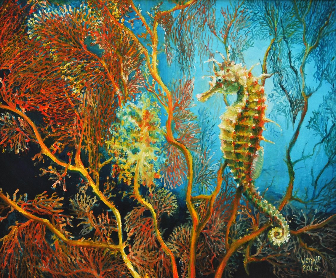 Hippocampe | Huile sur toile de lin | Année: 2014 | Dimensions: 50x60cm
