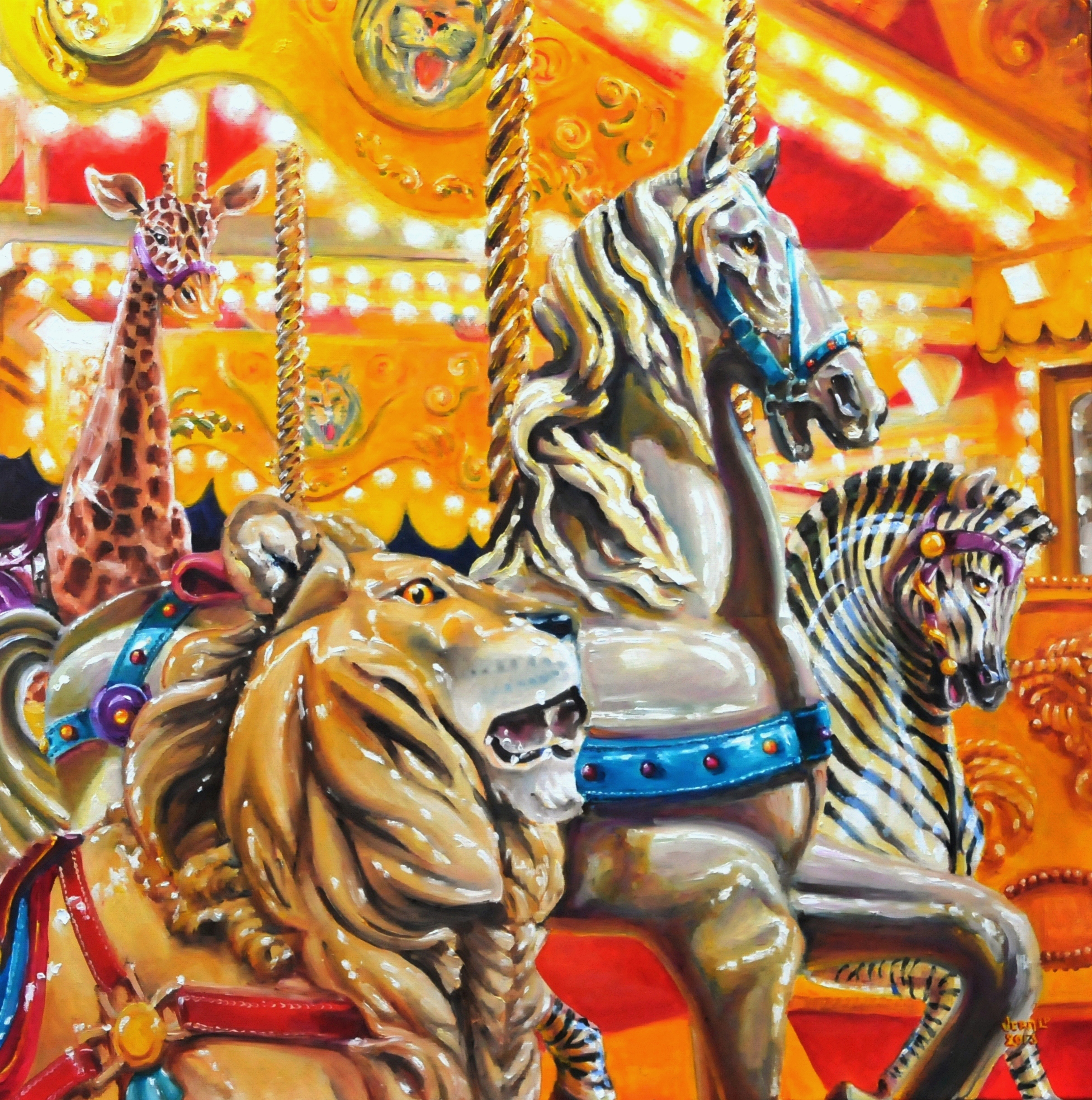 Carousel animals | Oil paint on linen | Year: 2013 | Dimensions: 80x80cm