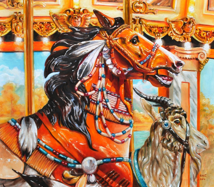 Muller carrousel pony | Olieverf op linnen | Jaar: 2014 | Afmetingen: 70x80cm