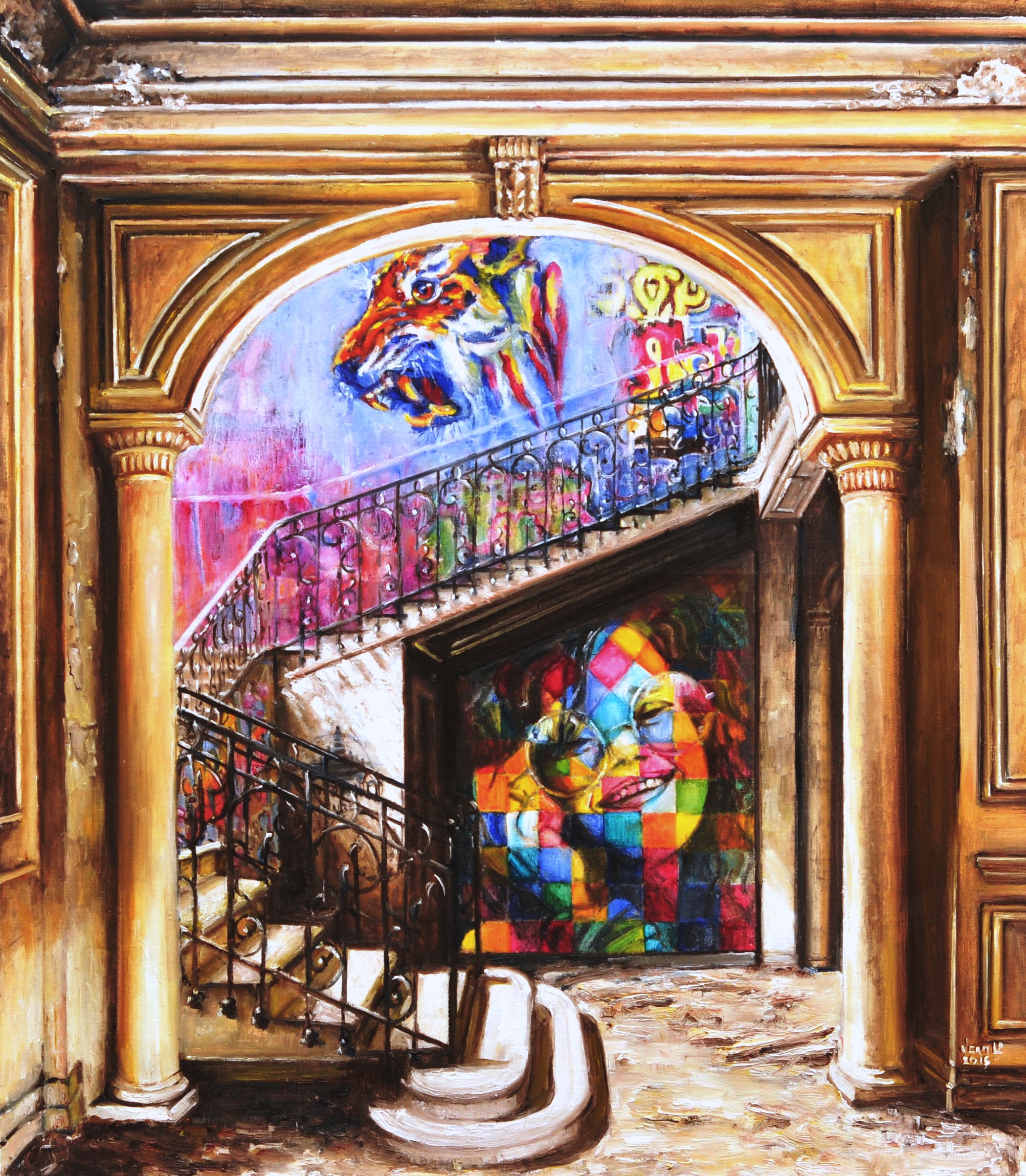 Janis (muurschildering van Janis Joplin in verlaten gebouw) | Olieverf op linnen | Jaar: 2016 | Afmetingen: 70x80cm